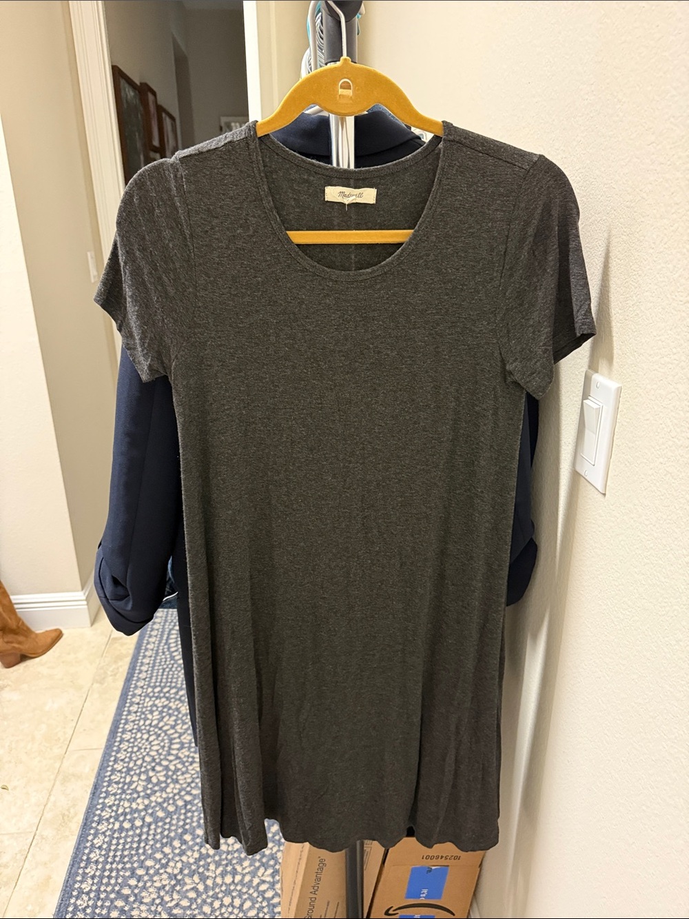 Madewell Charcoal Short Sleeve Tee Dress